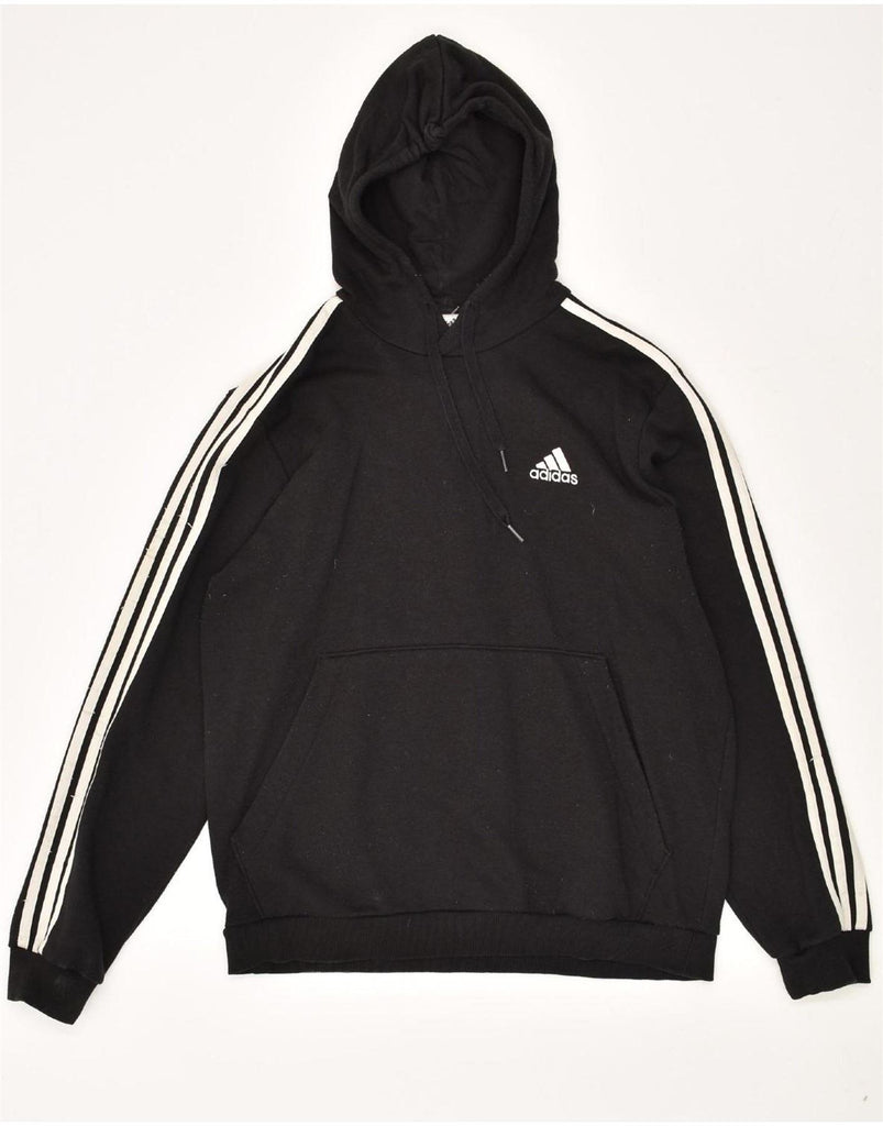 ADIDAS Mens Hoodie Jumper Large Black Cotton Vintage Adidas and Second-Hand Adidas from Messina Hembry 