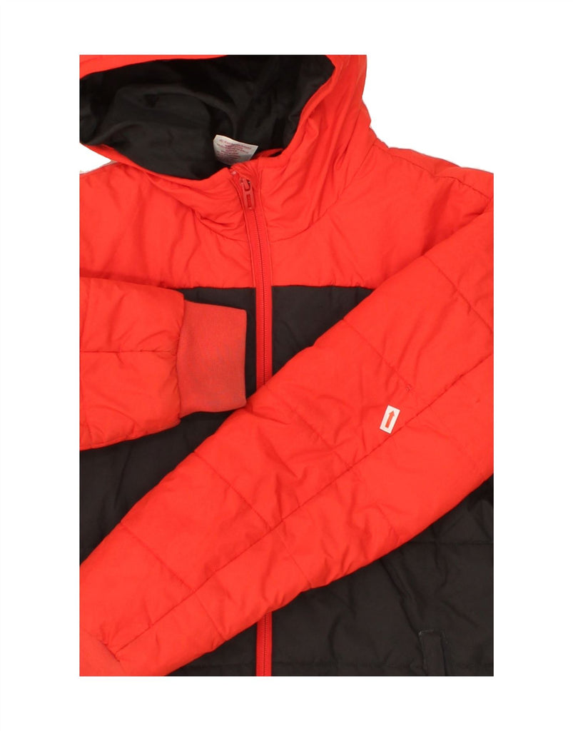 ADIDAS Boys Hooded Padded Jacket 11-12 Years Red Colourblock Polyester Vintage Adidas and Second-Hand Adidas from Messina Hembry 