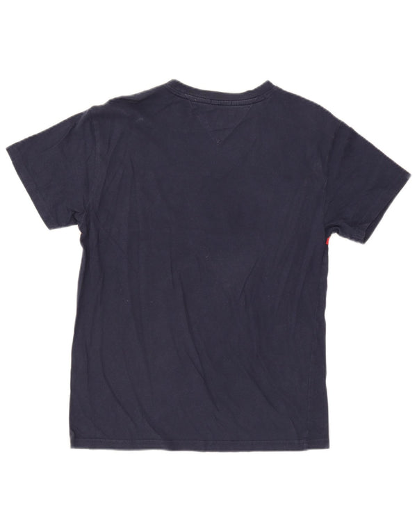 Tommy Hilfiger Mens Graphic T-Shirt Top Small Navy Blue Colourblock
