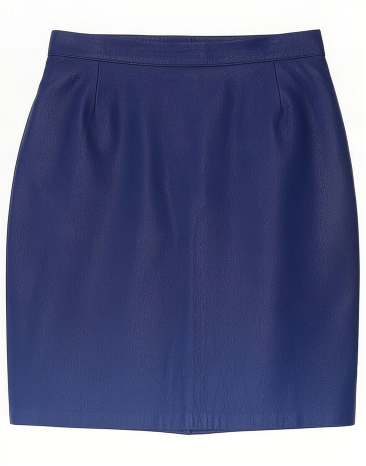 Vintage Womens Leather Skirt Small W26 Blue