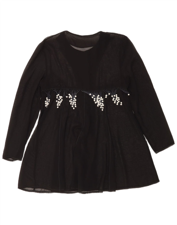 Vintage Womens Shirt Blouse UK 14 Medium Black