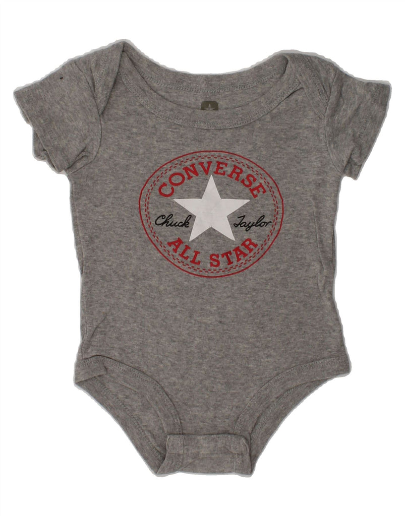 CONVERSE Baby Boys Graphic Bodysuit 3-6 Months Grey Cotton | Vintage Converse | Thrift | Second-Hand Converse | Used Clothing | Messina Hembry 