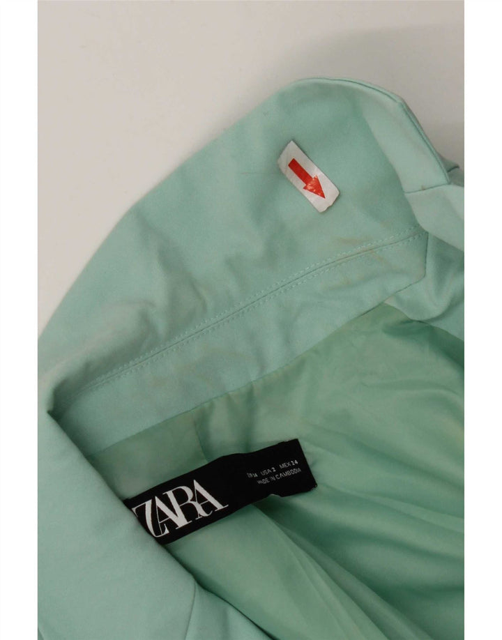 Zara Womens 1 Button Blazer Jacket EU 34 2XS Turquoise Polyester
