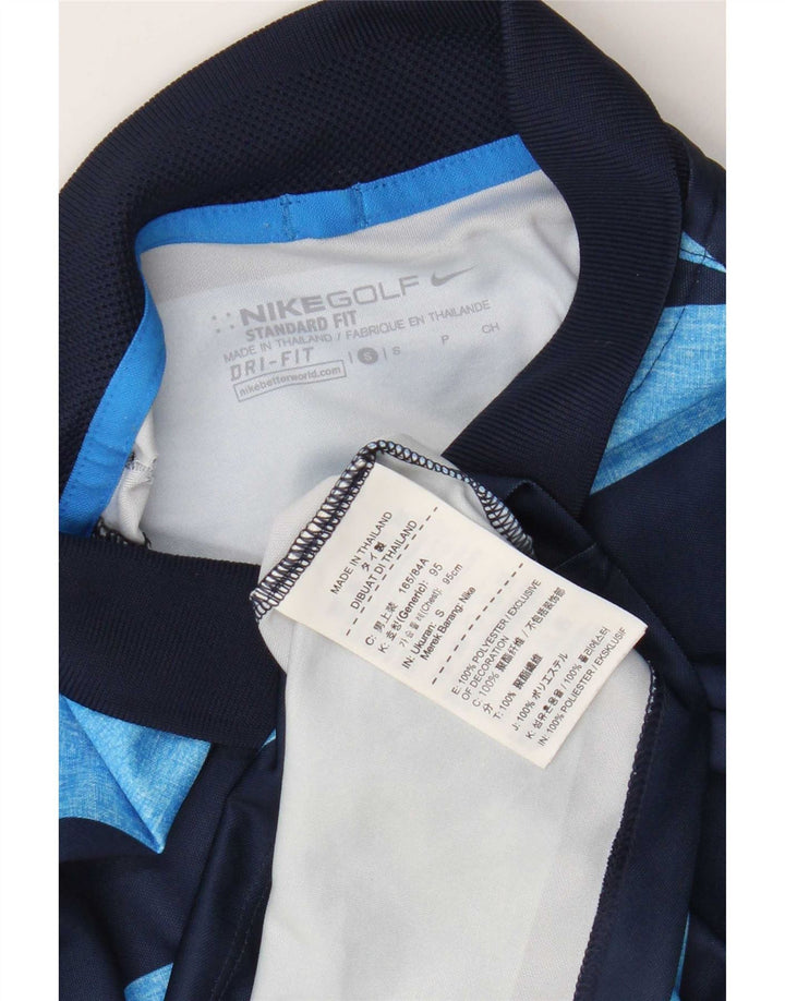 Nike Mens Dri Fit Standard Polo Shirt Small Blue Striped Polyester