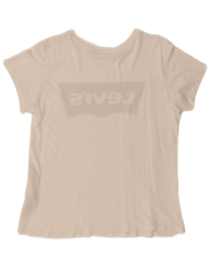 LEVI'S Womens Graphic T-Shirt Top UK 16 Large White Cotton