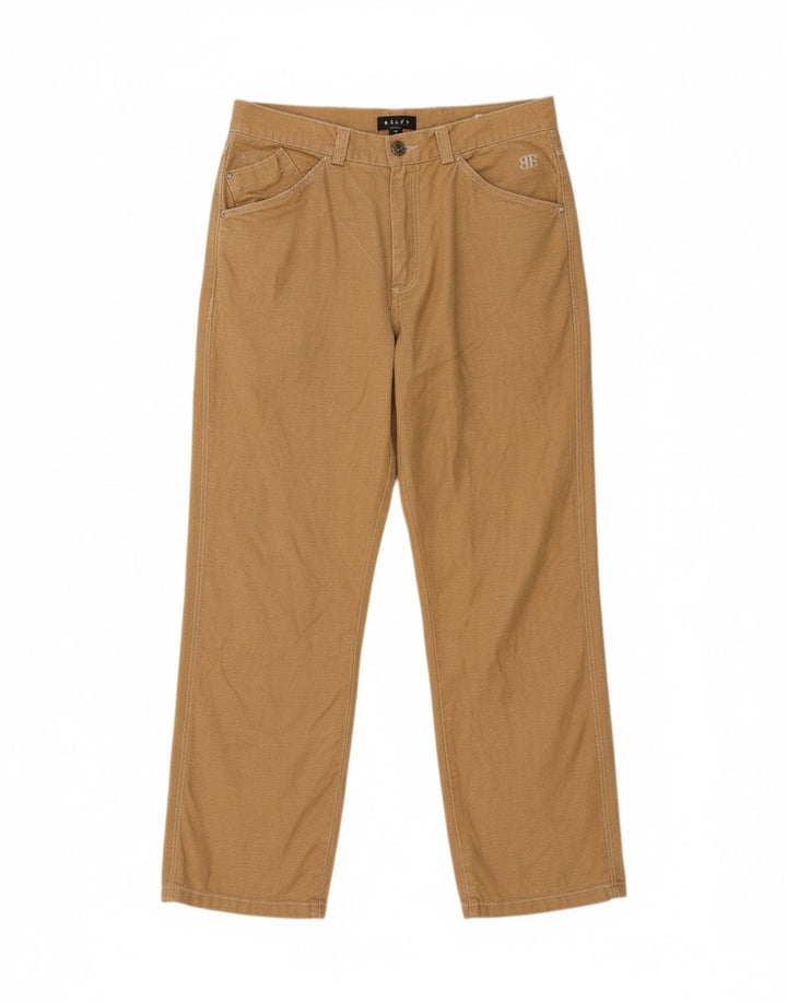BELFE Mens Straight Casual Trousers W34 L29 Beige