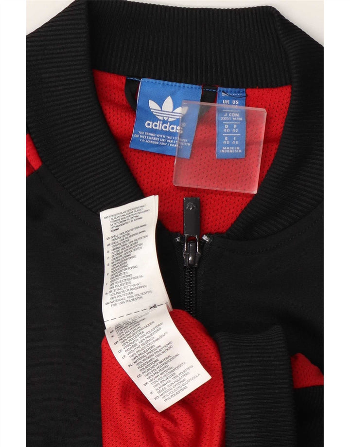 Adidas Womens Tracksuit Top Jacket UK 14 Large Black Colourblock Polyester