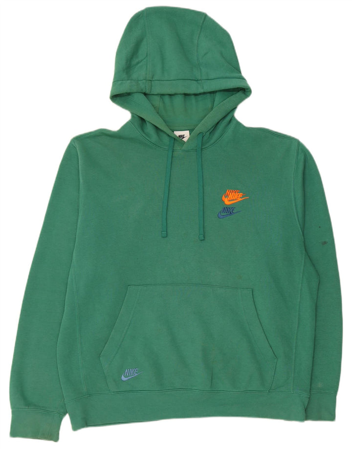 Nike Mens Hoodie Jumper Medium Green Cotton
