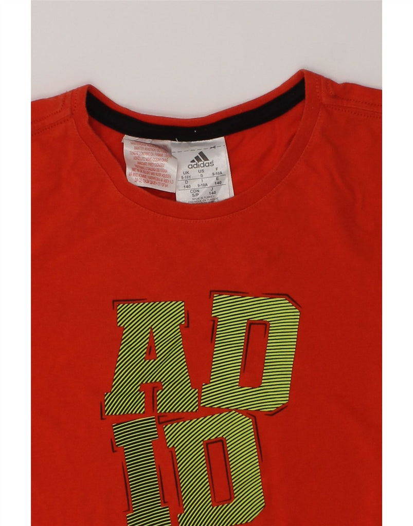 ADIDAS Girls Graphic T-Shirt Top 9-10 Years Red Cotton | Vintage Adidas | Thrift | Second-Hand Adidas | Used Clothing | Messina Hembry 