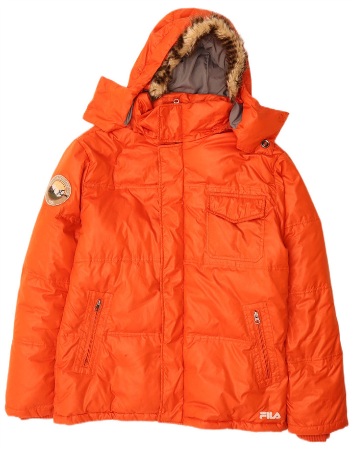 Fila Mens Hooded Padded Jacket UK 36 Small Orange Polyester