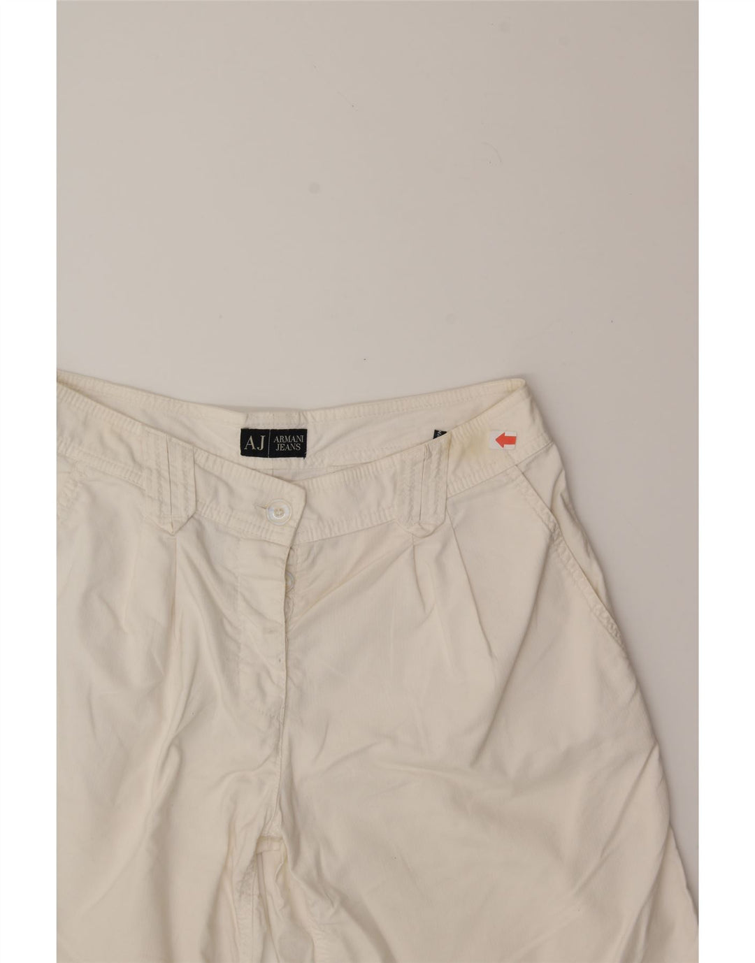 ARMANI Womens Chino Shorts UK 8 Small W28  White Cotton Vintage Armani and Second-Hand Armani from Messina Hembry 