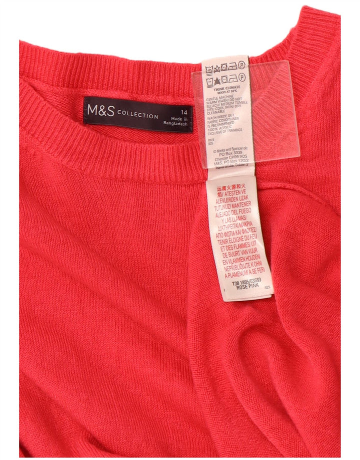 MARKS & SPENCER Womens Boat Neck Jumper Sweater UK 14 Medium Pink Acrylic