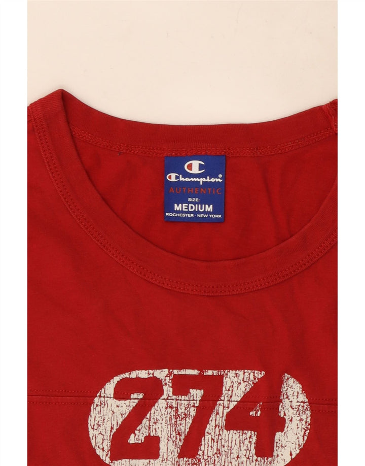 Champion Mens Graphic T-Shirt Top Medium Red