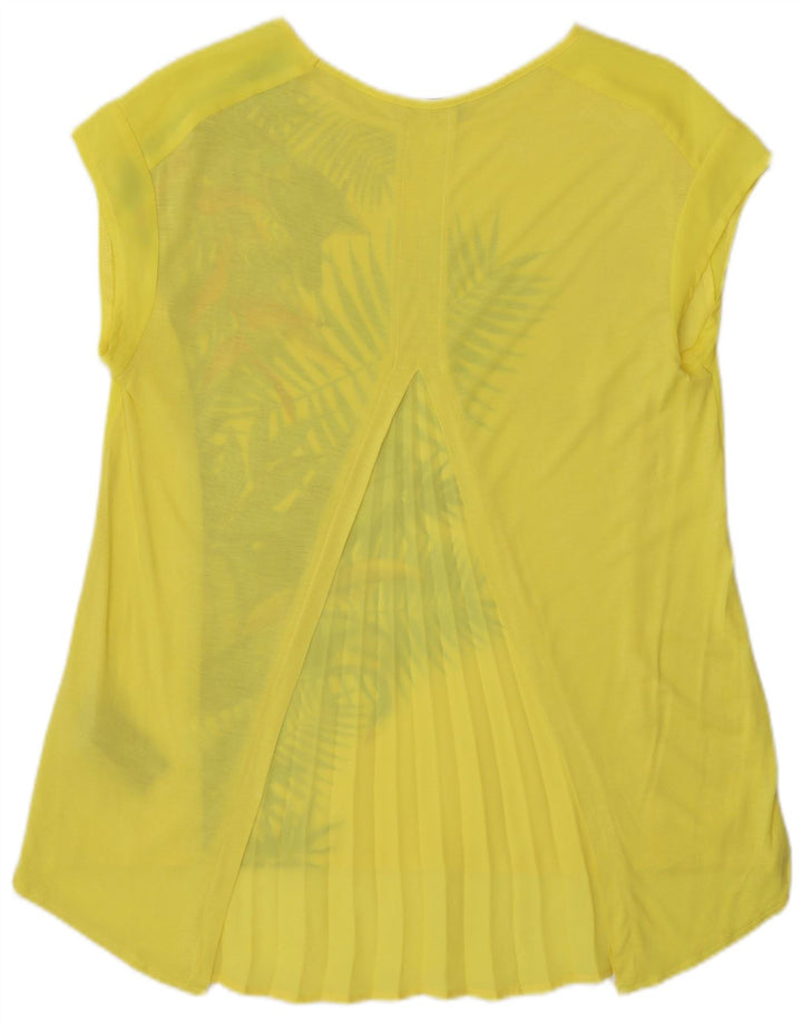 Oasis Womens Tunic Top UK 10 Small Yellow Floral Polyester