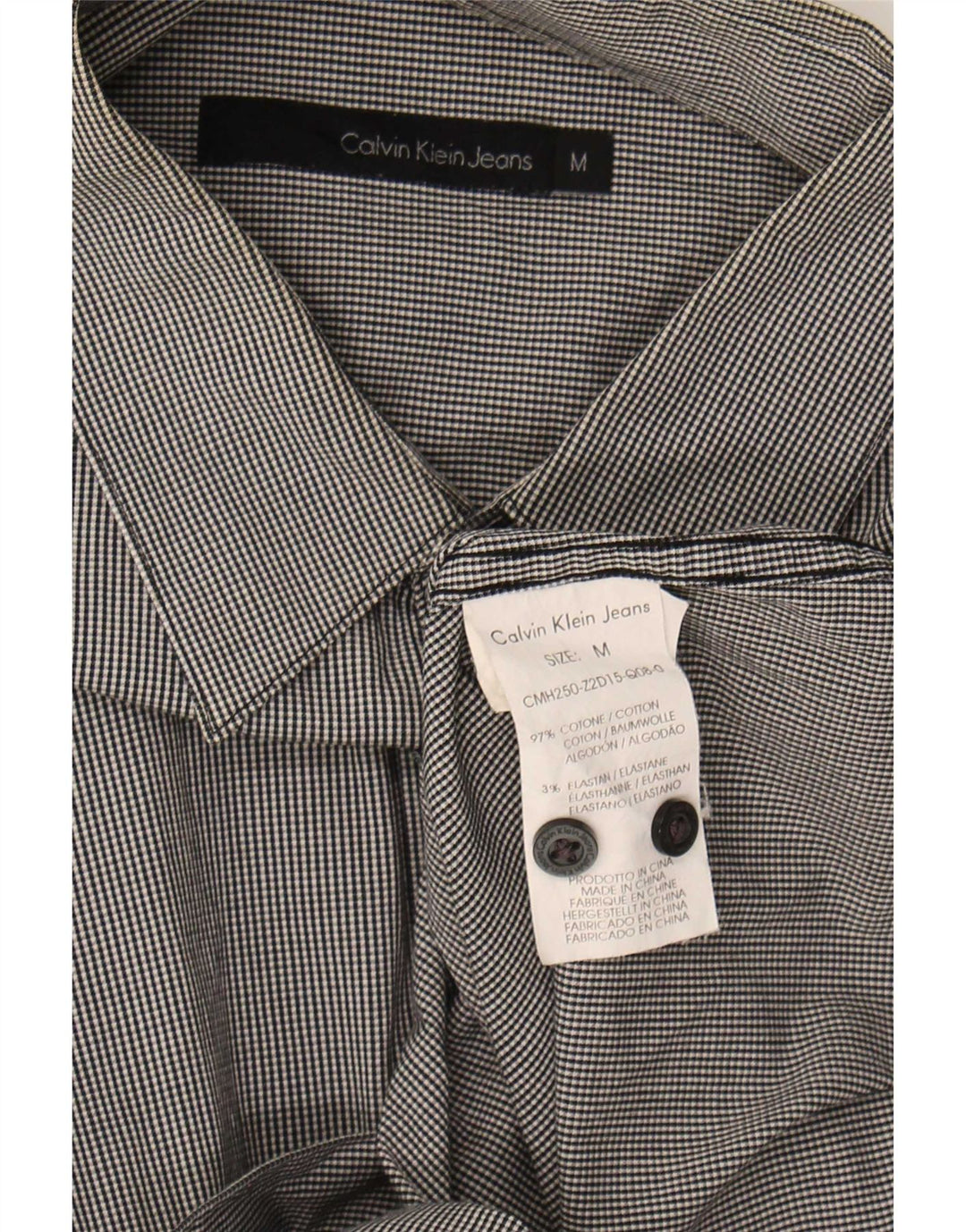 Calvin Klein Jeans Mens Shirt Medium Grey Gingham Cotton