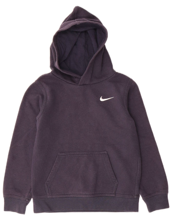 NIKE Boys Hoodie Jumper 6-7 Years Large Navy Blue Cotton