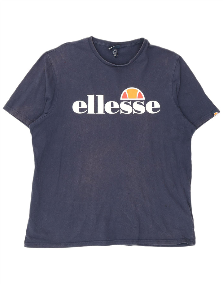 Ellesse Mens Graphic T-Shirt Top 2XL Navy Blue Cotton