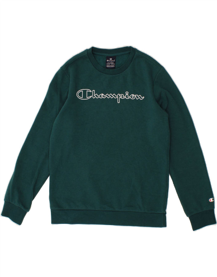 CHAMPION Boys Graphic Sweatshirt Jumper 13-14 Years XL Green Vintage Champion and Second-Hand Champion from Messina Hembry 