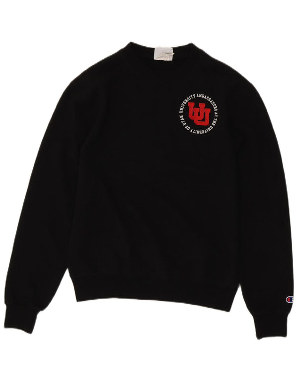 Champion Mens Graphic Sweatshirt Jumper Small Black Cotton