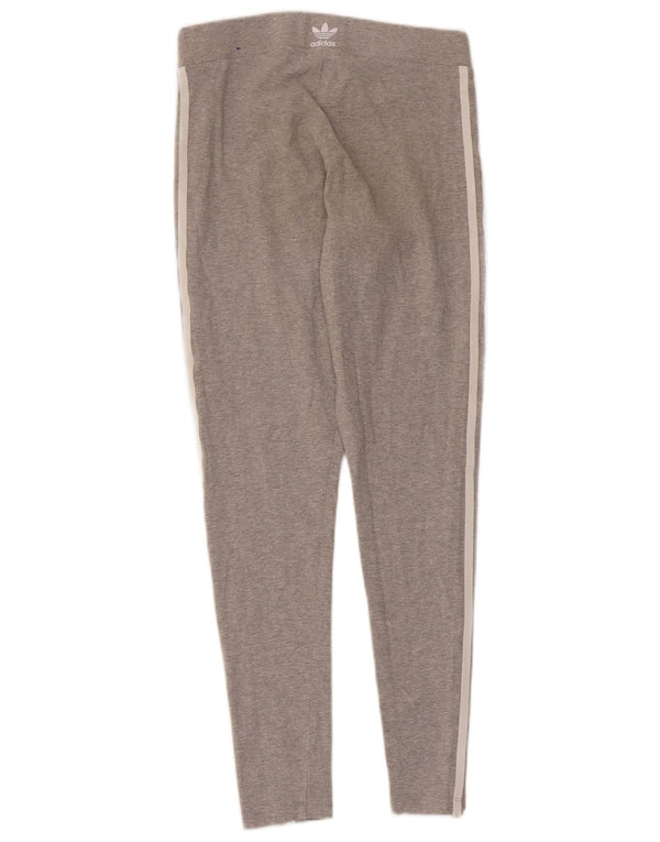 Adidas Womens Leggings UK 12/14 Medium Grey Cotton