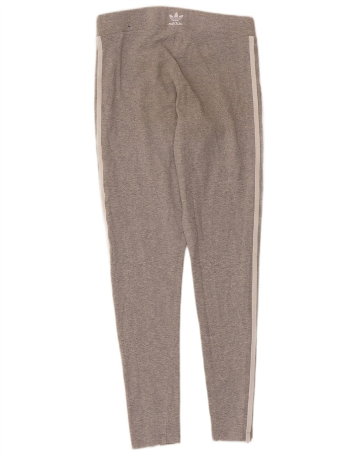 Adidas Womens Leggings UK 12/14 Medium Grey Cotton