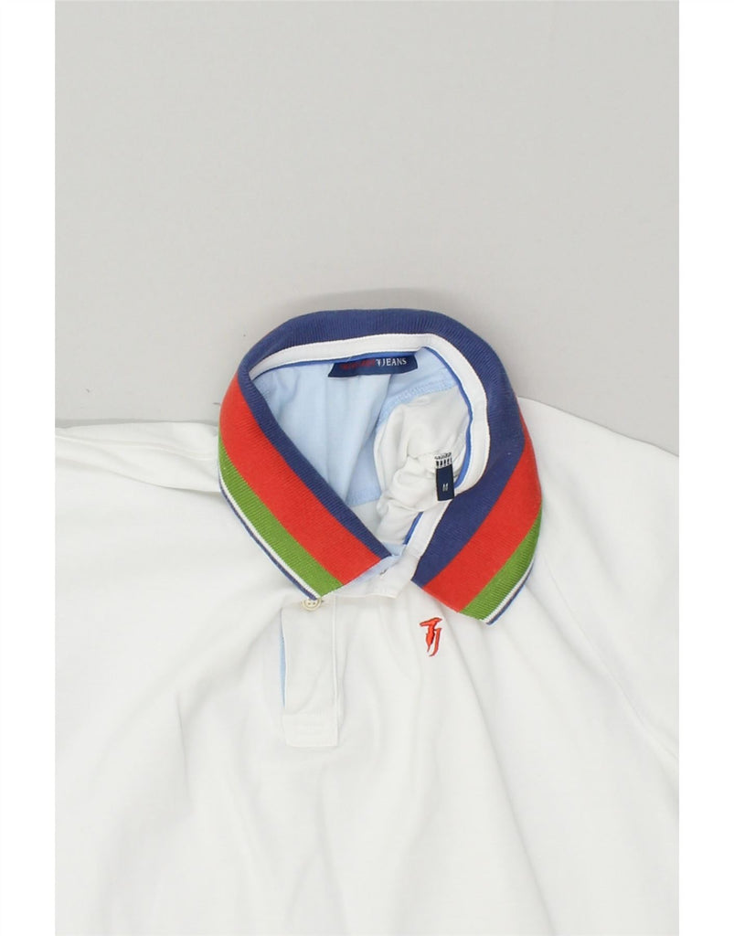 TRUSSARDI JEANS Mens Polo Shirt Medium White | Vintage Trussardi Jeans | Thrift | Second-Hand Trussardi Jeans | Used Clothing | Messina Hembry 
