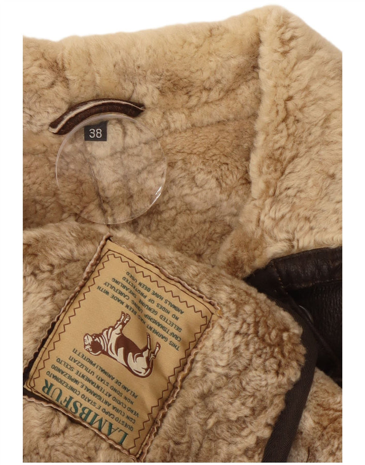 Vintage Womens Shearling Coat EU 38 Medium Brown Sheepskin