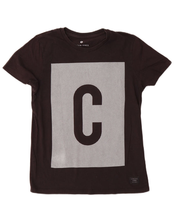 Jack & Jones Mens Graphic T-Shirt Top Large Black Cotton