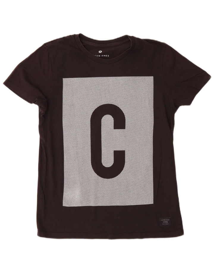Jack & Jones Mens Graphic T-Shirt Top Large Black Cotton