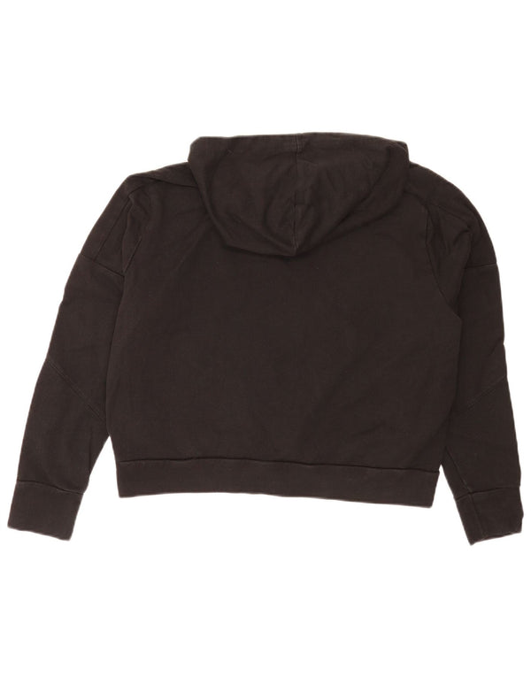 Puma Womens Crop Graphic Hoodie Jumper UK 14 Medium Black Sports