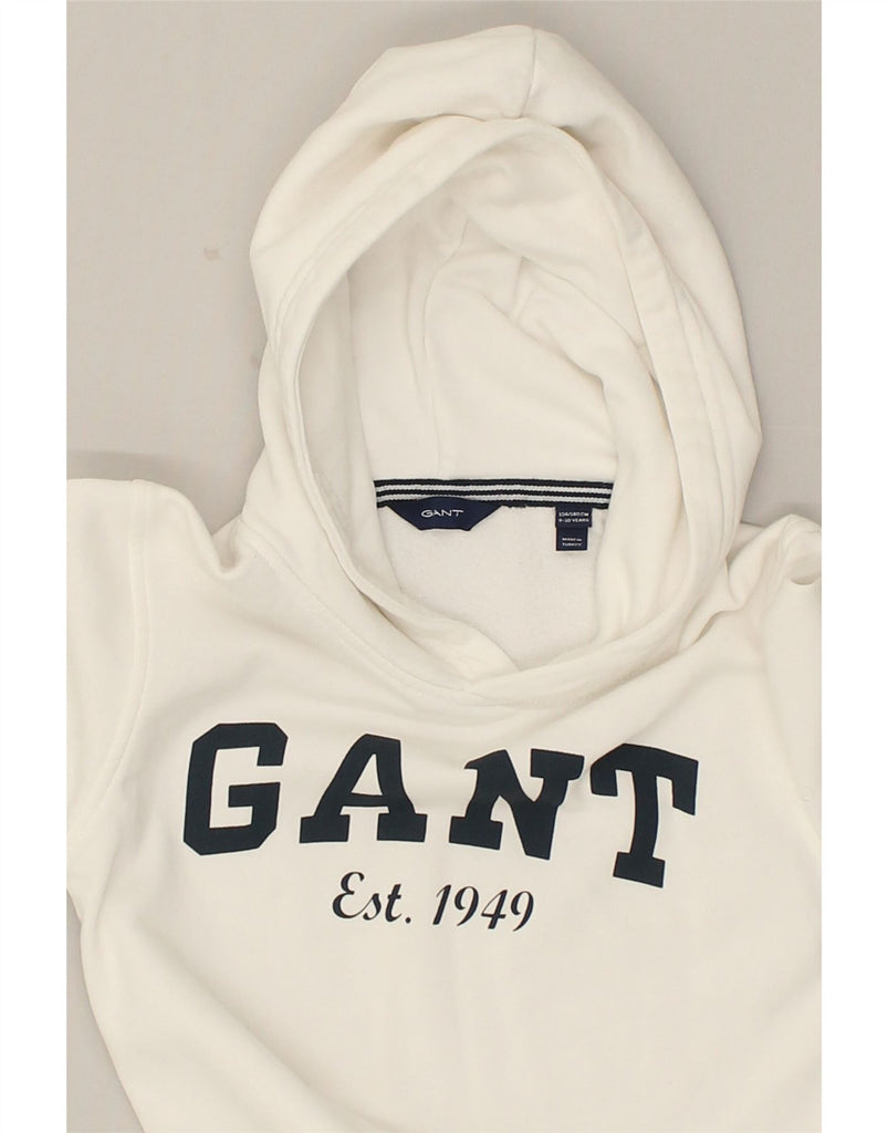 GANT Girls Graphic Hoodie Jumper 9-10 Years White Cotton | Vintage Gant | Thrift | Second-Hand Gant | Used Clothing | Messina Hembry 