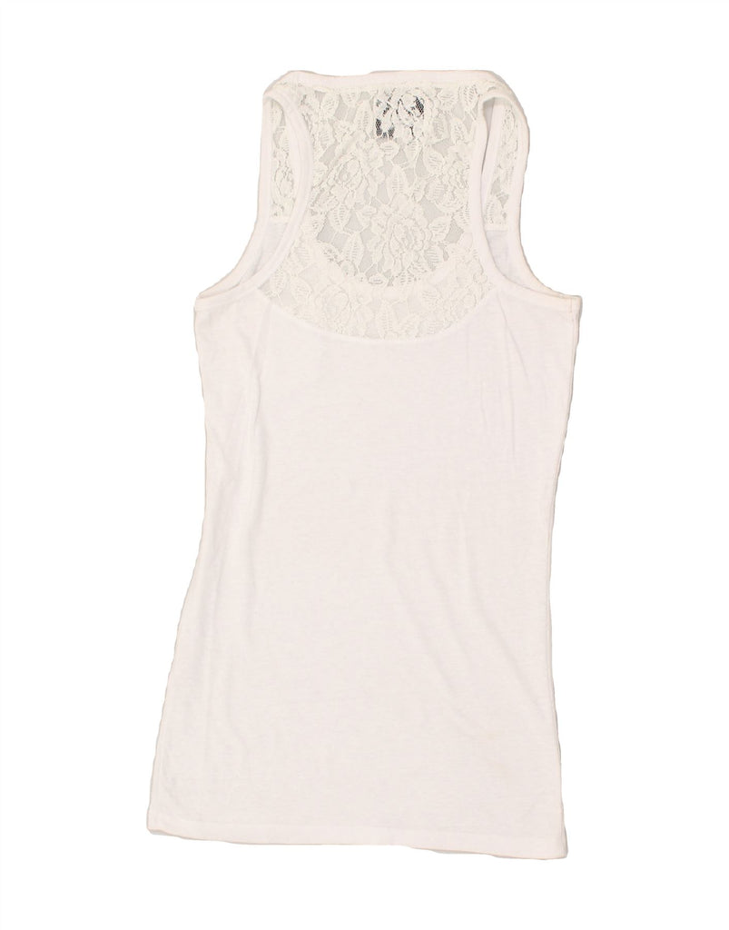 SUPERDRY Womens Vest Top UK 4 XS White | Vintage Superdry | Thrift | Second-Hand Superdry | Used Clothing | Messina Hembry 