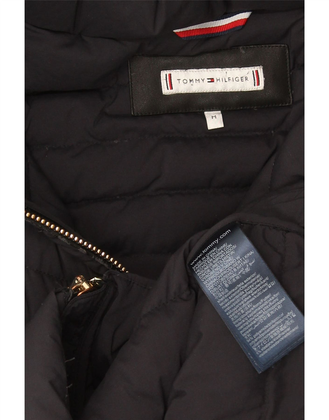 Tommy Hilfiger Womens Hooded Padded Coat UK 12 Medium Black Polyamide