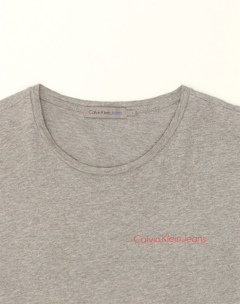 CALVIN KLEIN Mens T-Shirt Top Large Grey Cotton | Vintage Calvin Klein | Thrift | Second-Hand Calvin Klein | Used Clothing | Messina Hembry 