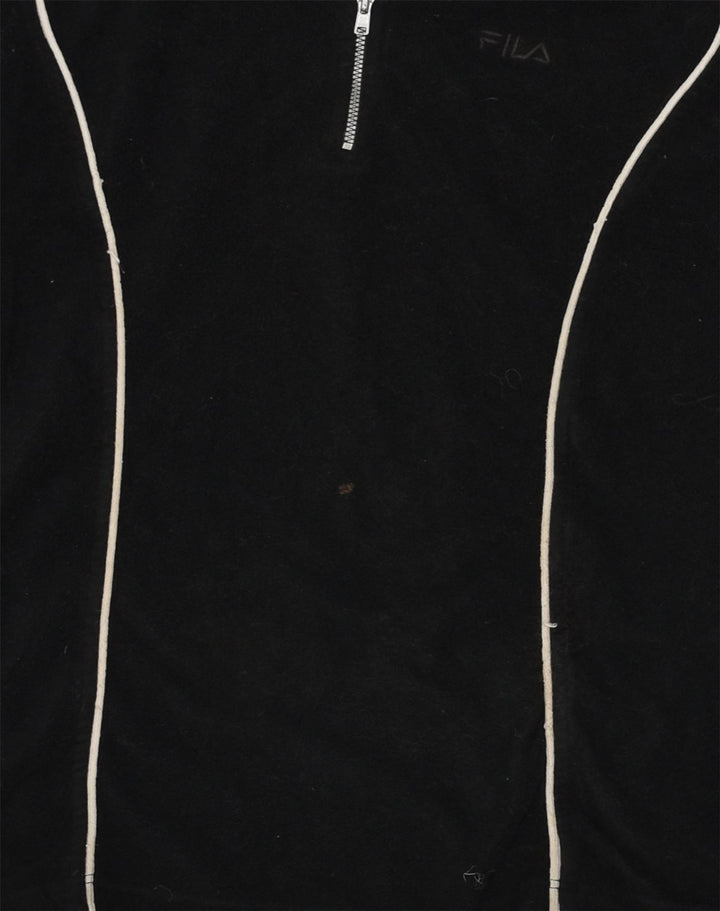 FILA Womens Zip Neck Fleece Jumper IT 46 Large Black Polyester | Vintage Fila | Thrift | Second-Hand Fila | Used Clothing | Messina Hembry 