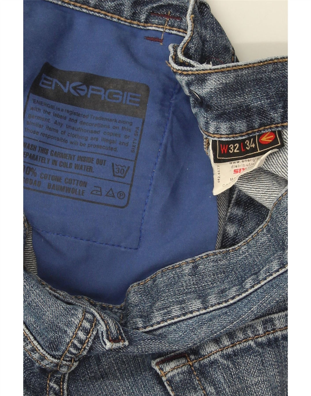 Energie Mens Slim Jeans W32 L34 Blue Cotton