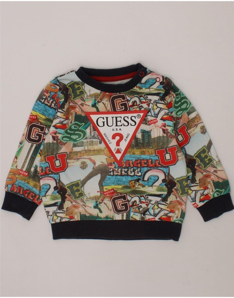 GUESS Baby Boys Graphic Sweatshirt Jumper 9-12 Months Multicoloured Cotton Vintage Guess and Second-Hand Guess from Messina Hembry 