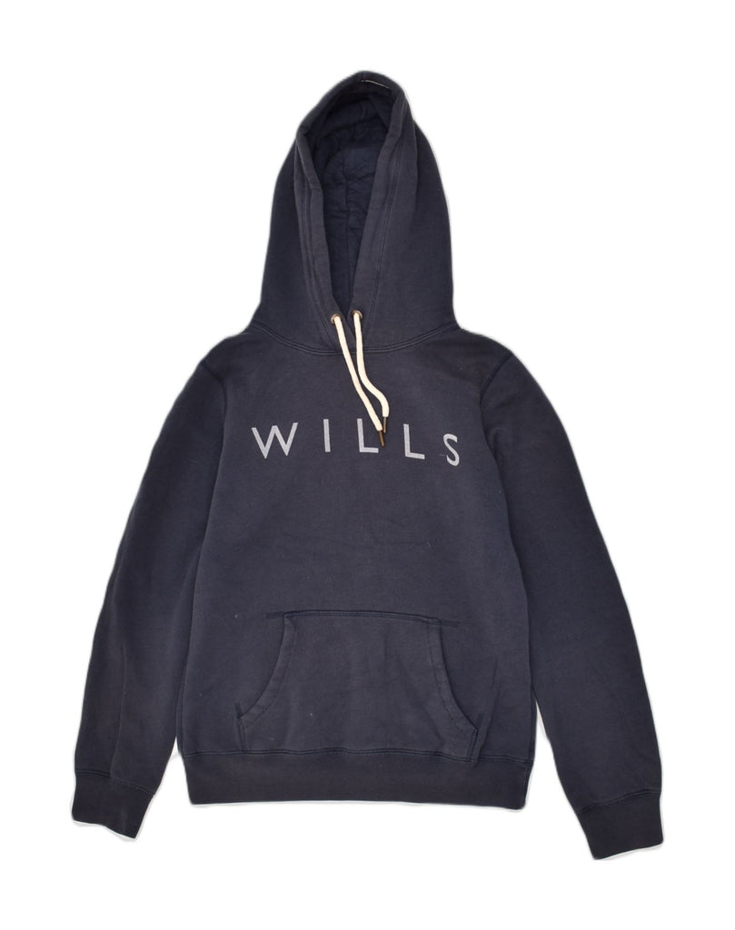 JACK WILLS Womens Graphic Hoodie Jumper UK 10 Small  Navy Blue Cotton | Vintage Jack Wills | Thrift | Second-Hand Jack Wills | Used Clothing | Messina Hembry 