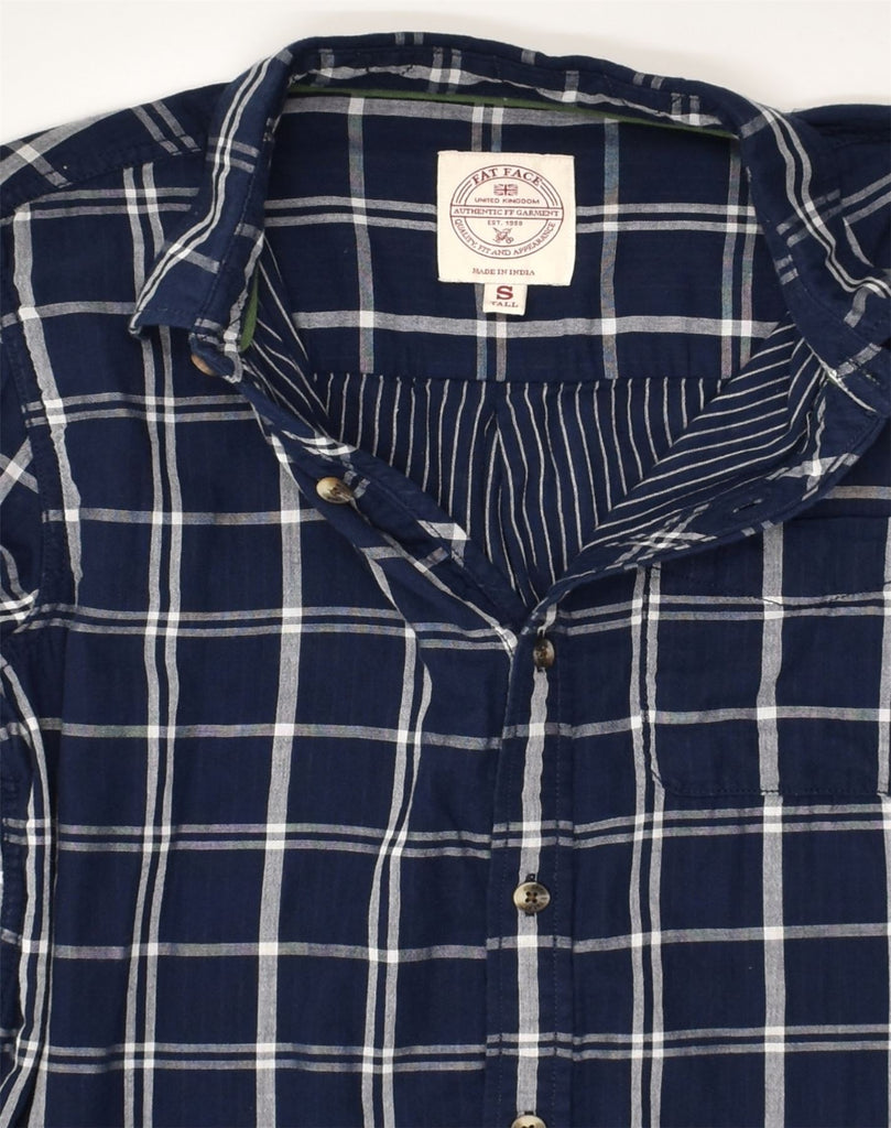 FAT FACE Mens Tall Shirt Small Navy Blue Check Cotton | Vintage Fat Face | Thrift | Second-Hand Fat Face | Used Clothing | Messina Hembry 