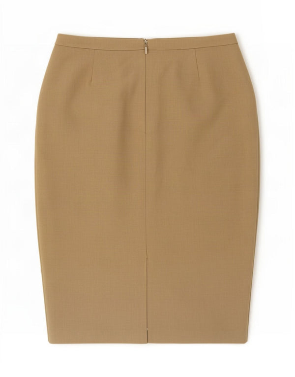 Marks & Spencer Womens Pencil Skirt UK 14 Medium W30 L26 Beige Polyester