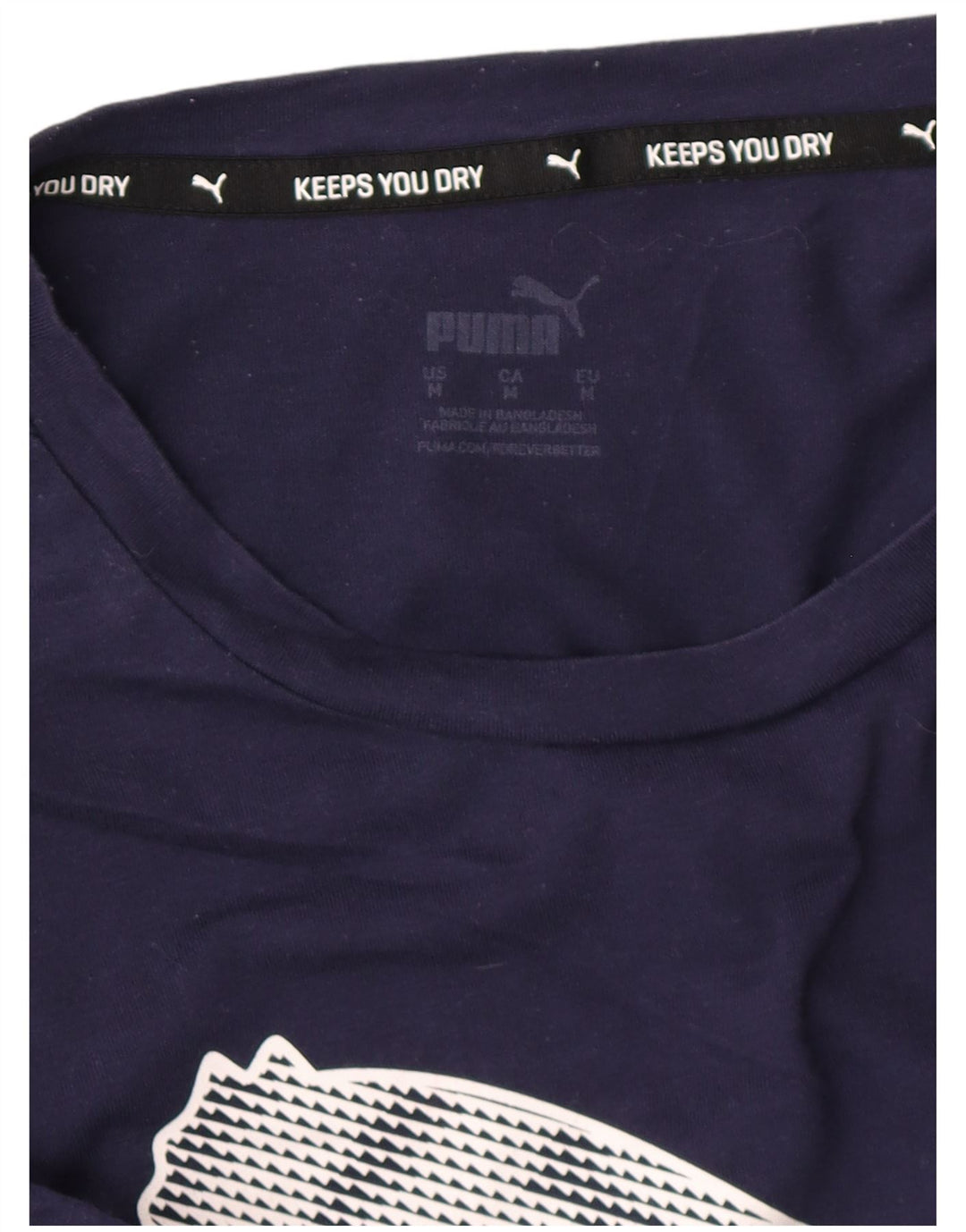 PUMA Mens Graphic T-Shirt Top Medium Navy Blue