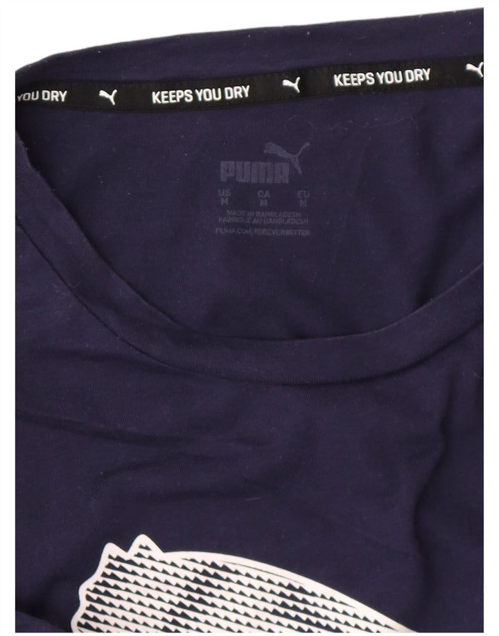 PUMA Mens Graphic T-Shirt Top Medium Navy Blue
