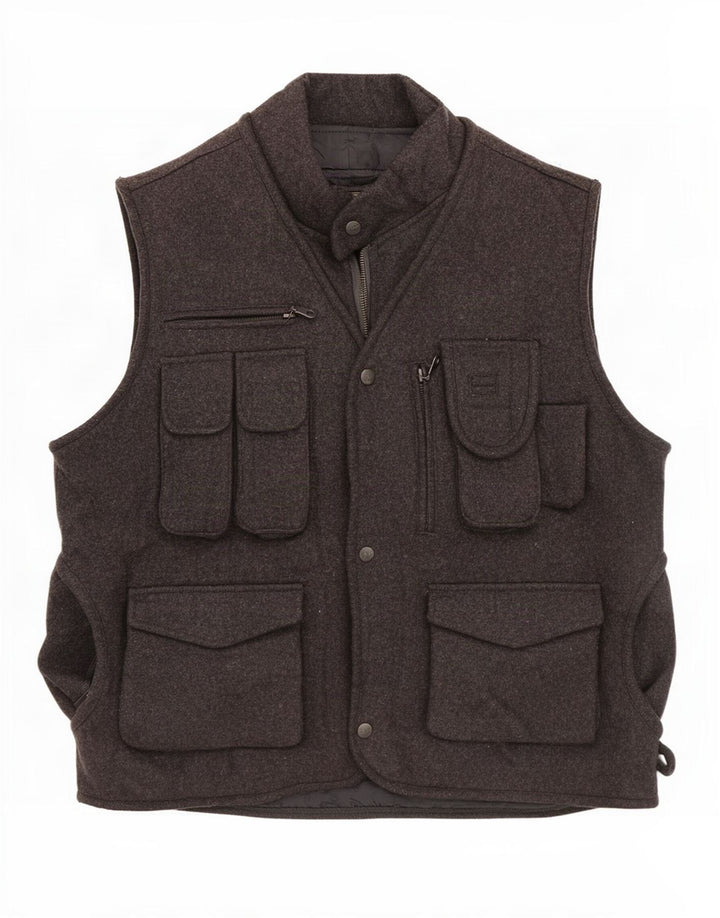 James Dillon Mens Utility Gilet UK 38 Medium Grey Nylon