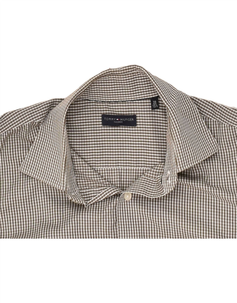 TOMMY HILFIGER Mens Tailored Fit Shirt Size 39 15 1/2 Medium Grey Check | Vintage Tommy Hilfiger | Thrift | Second-Hand Tommy Hilfiger | Used Clothing | Messina Hembry 