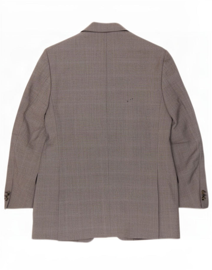 Marks & Spencer Mens 2 Button Blazer Jacket UK 44 XL Grey Check Wool
