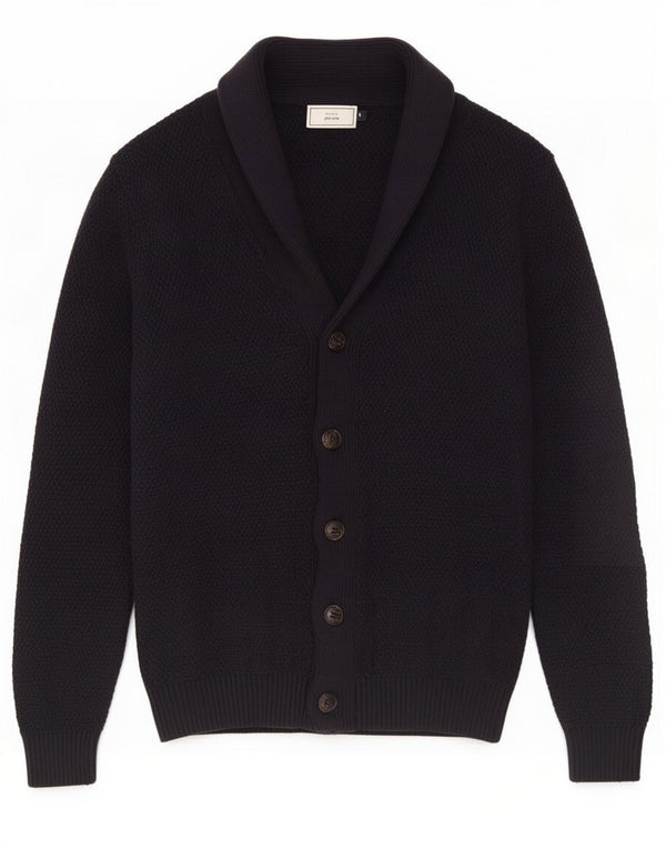 John Lewis Mens Cardigan Sweater Small Navy Blue Cotton