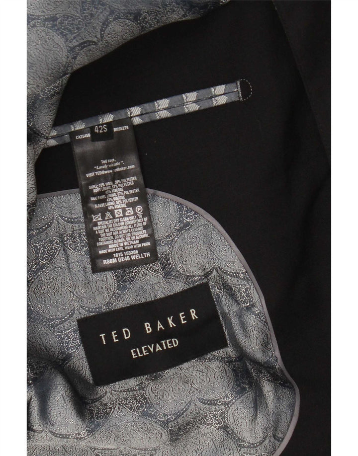 Ted Baker Mens 2 Button Blazer Jacket UK 42 XL Black Wool