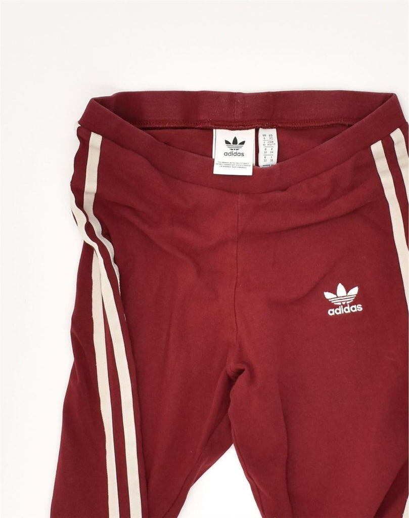 ADIDAS Womens Leggings UK 6 XS Burgundy Cotton | Vintage Adidas | Thrift | Second-Hand Adidas | Used Clothing | Messina Hembry 