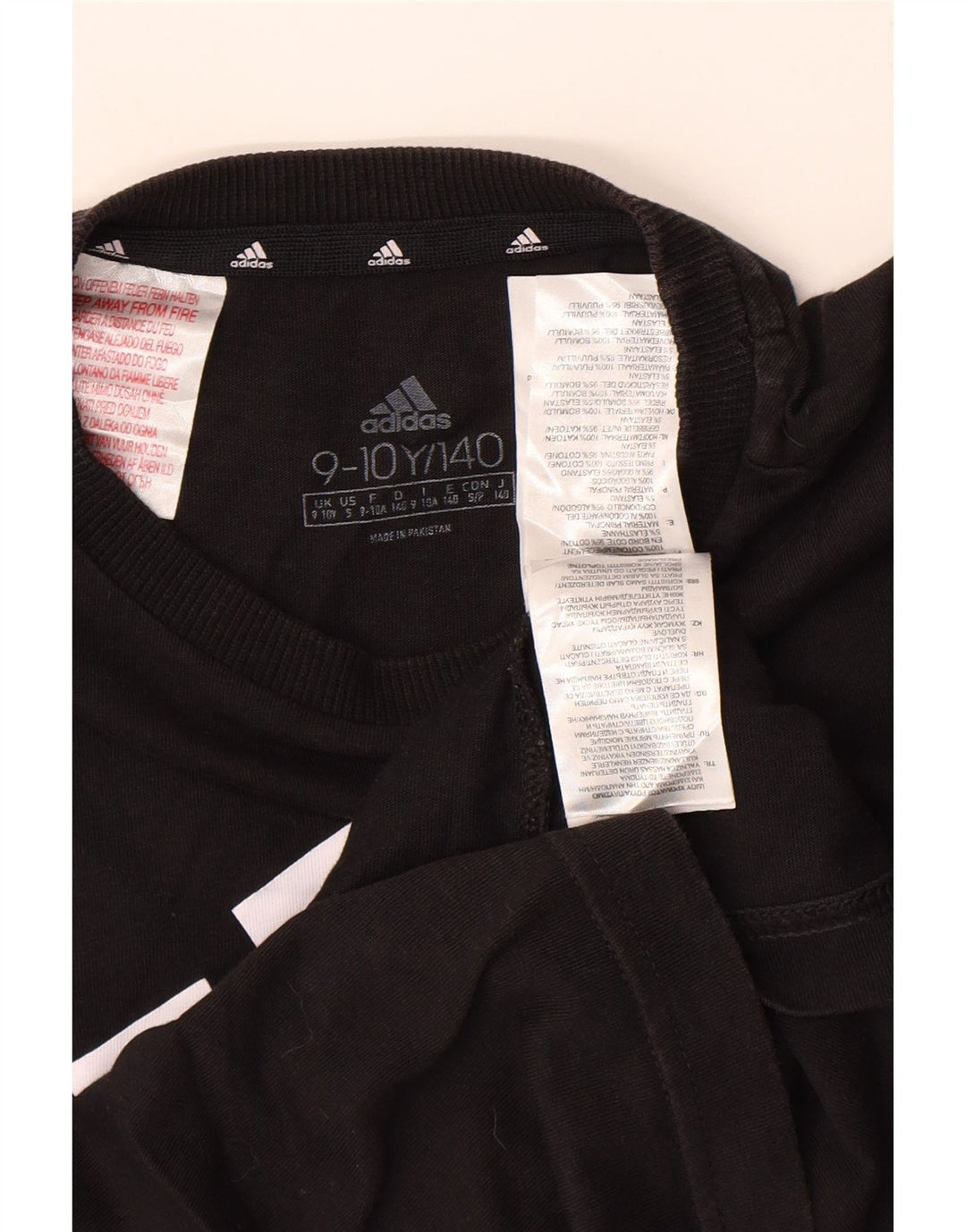 Adidas Boys Graphic T-Shirt Top 9-10 Years Black Cotton