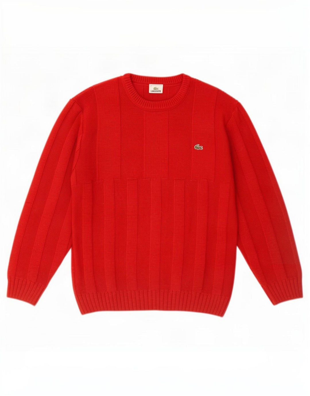 Lacoste Mens Crew Neck Jumper Sweater Size 4 Medium Red Wool